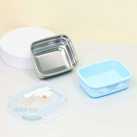 대운추천샵 시나모롤 밀폐 사각 스텐도시락 도시락용기 캐릭터도시락통 간식통 예쁜도시락 어린이도시락