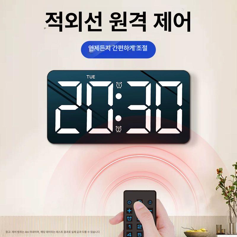디지털 전자시계 LED 벽걸이시계 사무실 대형 인테리어 거실 개업선물 디지털시계 14.5인치 전원 리모컨형 최상검정 - 상세 이미지 2