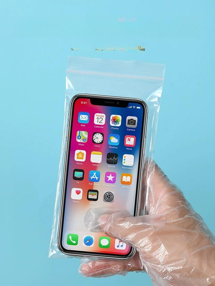휴대폰지퍼백 방진 스마트폰 방수 팩 투명 보관 밀봉 9.5x19cm 15μm 100개 - 상품 이미지