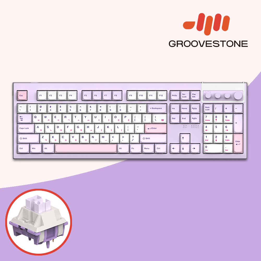 [오브제제공] 엠스톤 그루브스톤 GV10M 8K 무선키보드 퍼플러, 저소음 밀키축, 45g