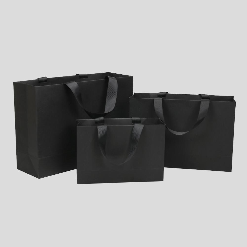 고급쇼핑백 로고인쇄 무지 의류 포장 종이가방 쇼핑백 블랙 17x25x8 소형 검정 카드지 10개 - 상세 이미지 3