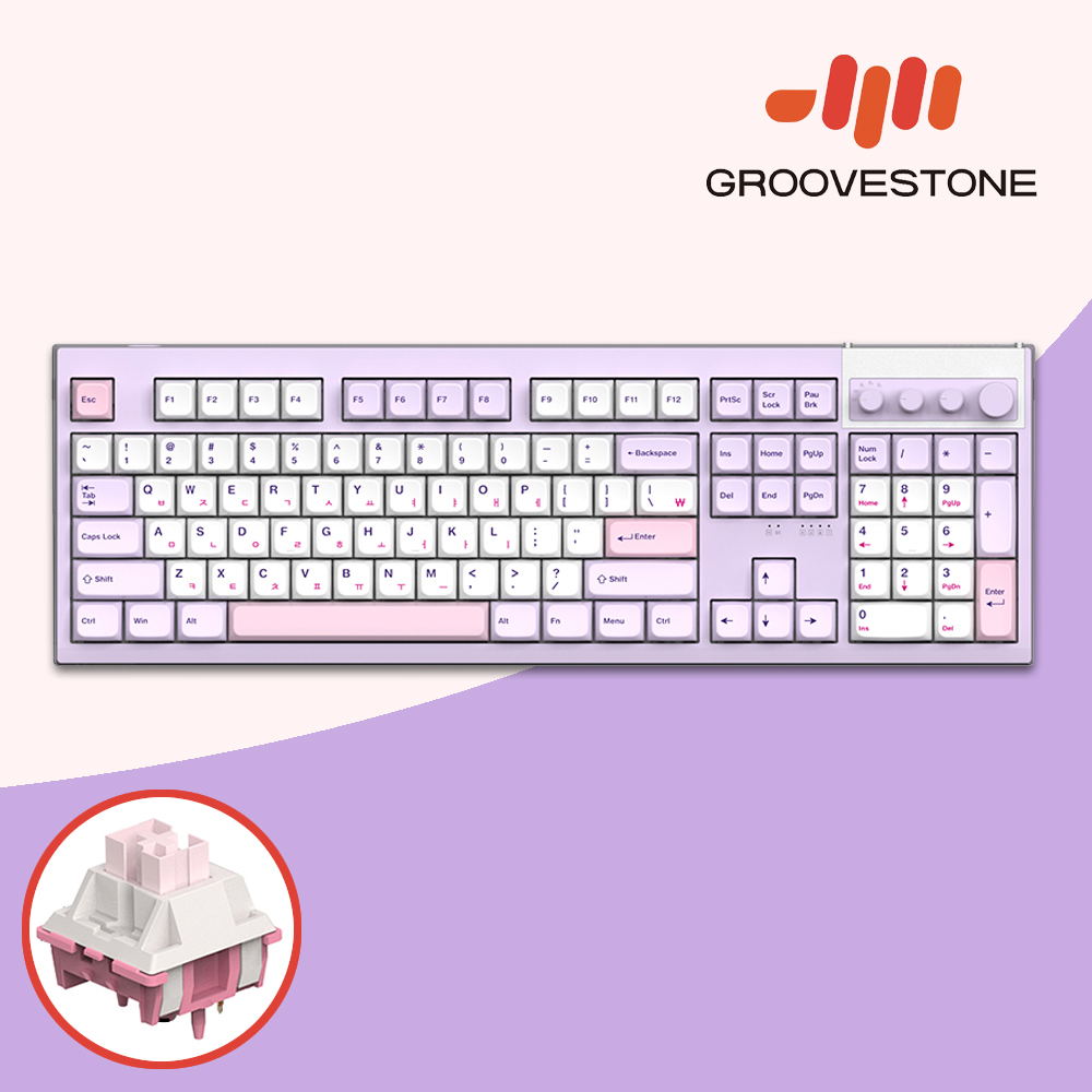 [오브제제공] 엠스톤 그루브스톤 GV10M 8K 무선키보드 퍼플러, 저소음 코랄축, 38g