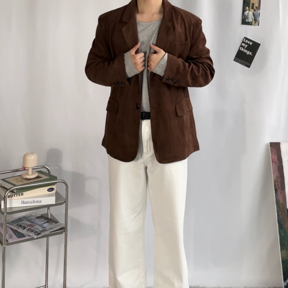 남성 스웨이드블레이저 크롭자켓 데일리룩 가을 남자자켓 이미지 7
