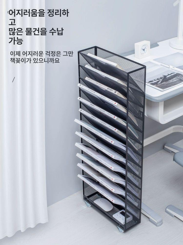 서류 보관함 정리함 오픈형 박스 상자 사무실 6단계 금속 책장-블랙 - 상세 이미지 4