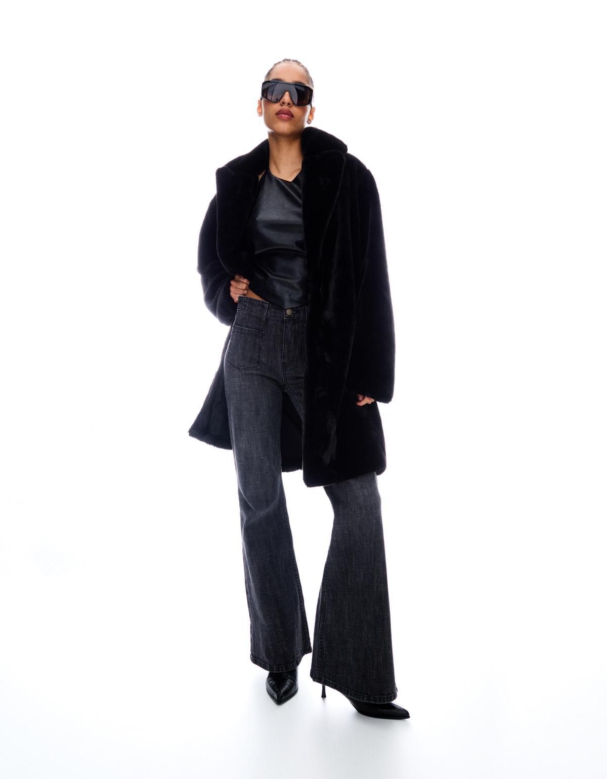 버쉬카 블랙 페이크 퍼 롱 코트 6898/741 BLACK - 상세 이미지 4
