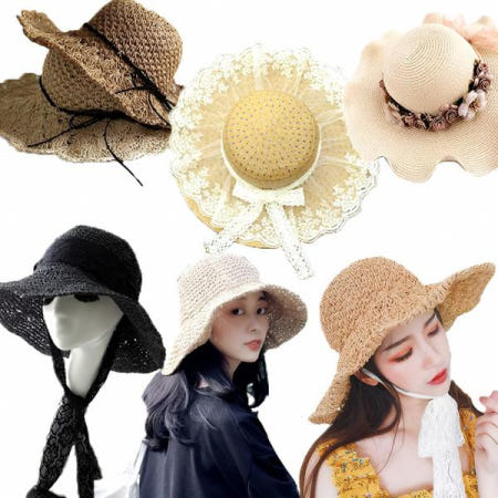 밀짚 모자 비치 라피아 햇 여름 바캉스 해당 상품 해변 햇빛 차단 여행 휴양지 해수욕