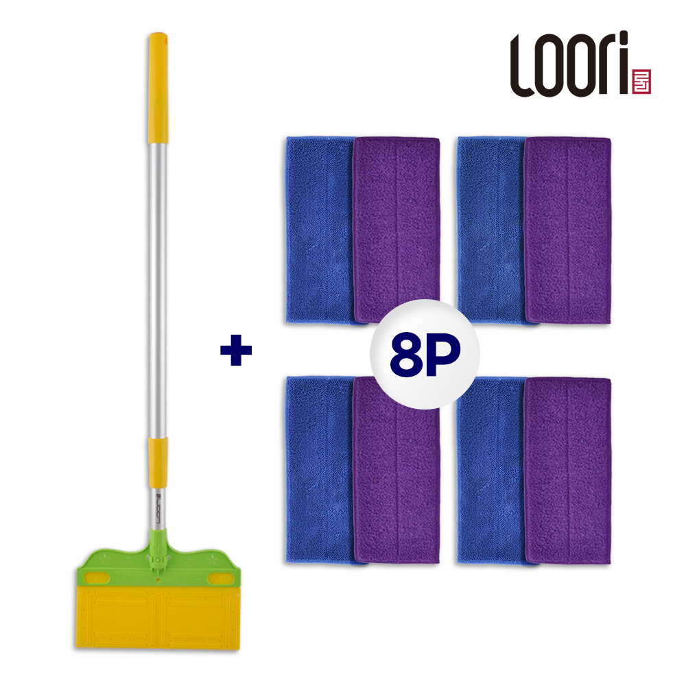 루리 멀티싹싹 일반형 물걸레 밀대 밀대봉+패드8p 가정용 물걸레 청소포호환 막대걸레 밀걸레