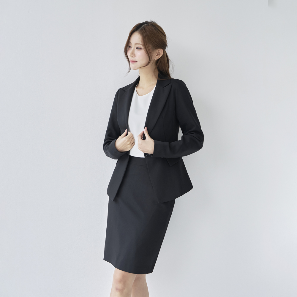 여성 정장 면접 빅사이즈 자켓 스커트 셋업 [심플형 치마 세트] - 상세 이미지 2