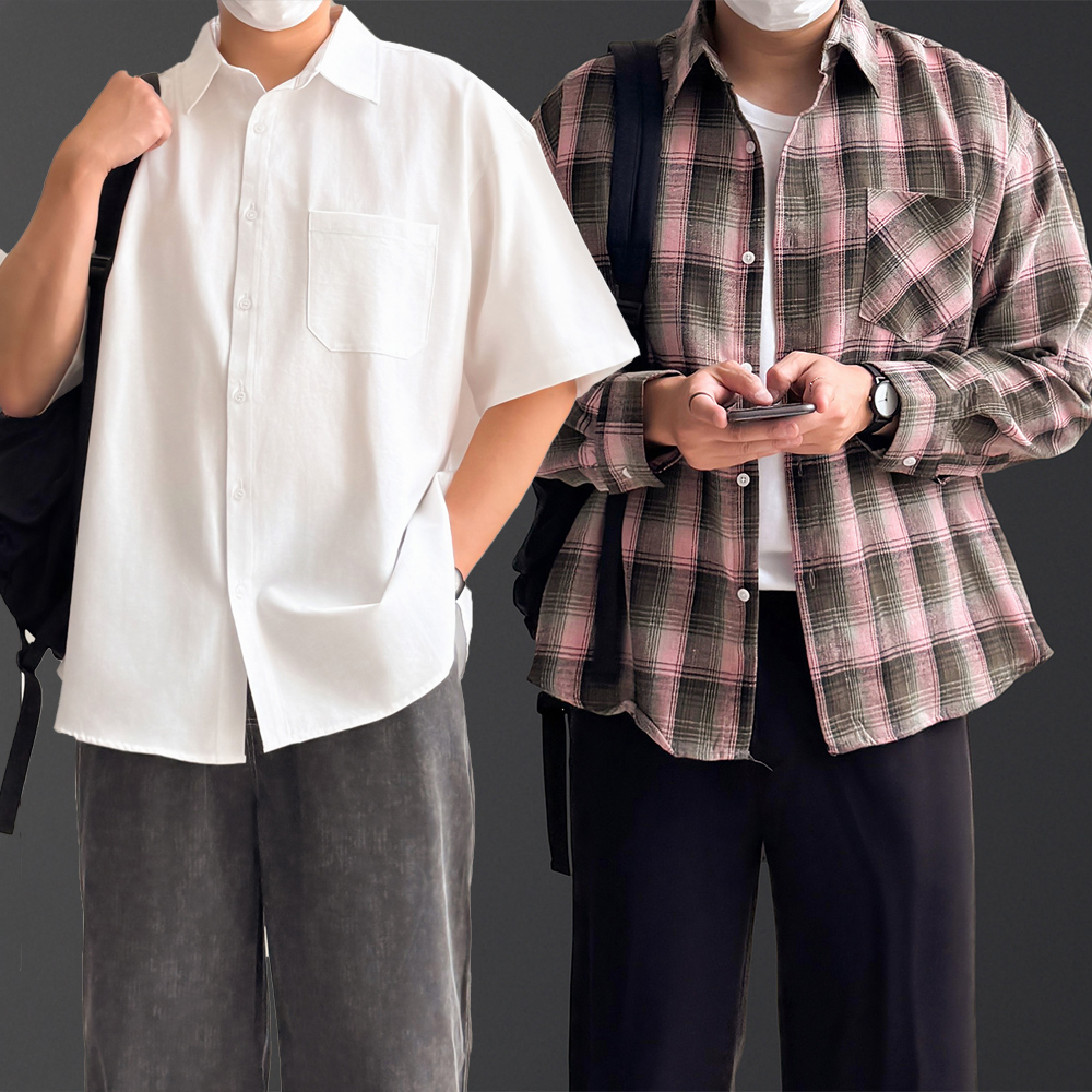 남자옥스포드셔츠 남자체크남방 - 상세 이미지 2