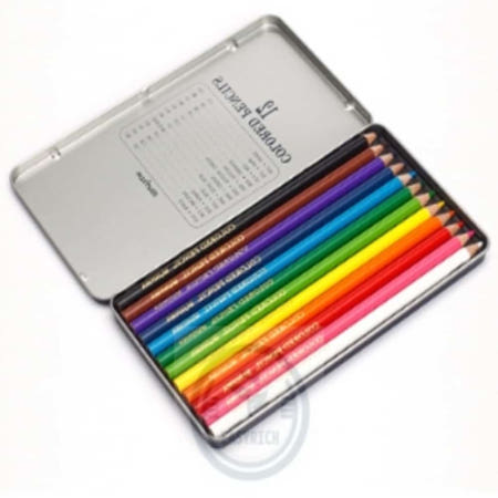 [이지리치협력사]마음을끄는잡화점 판촉 12색연필 틴케이스 전문가용 어린이단체선물 생일파티답례품