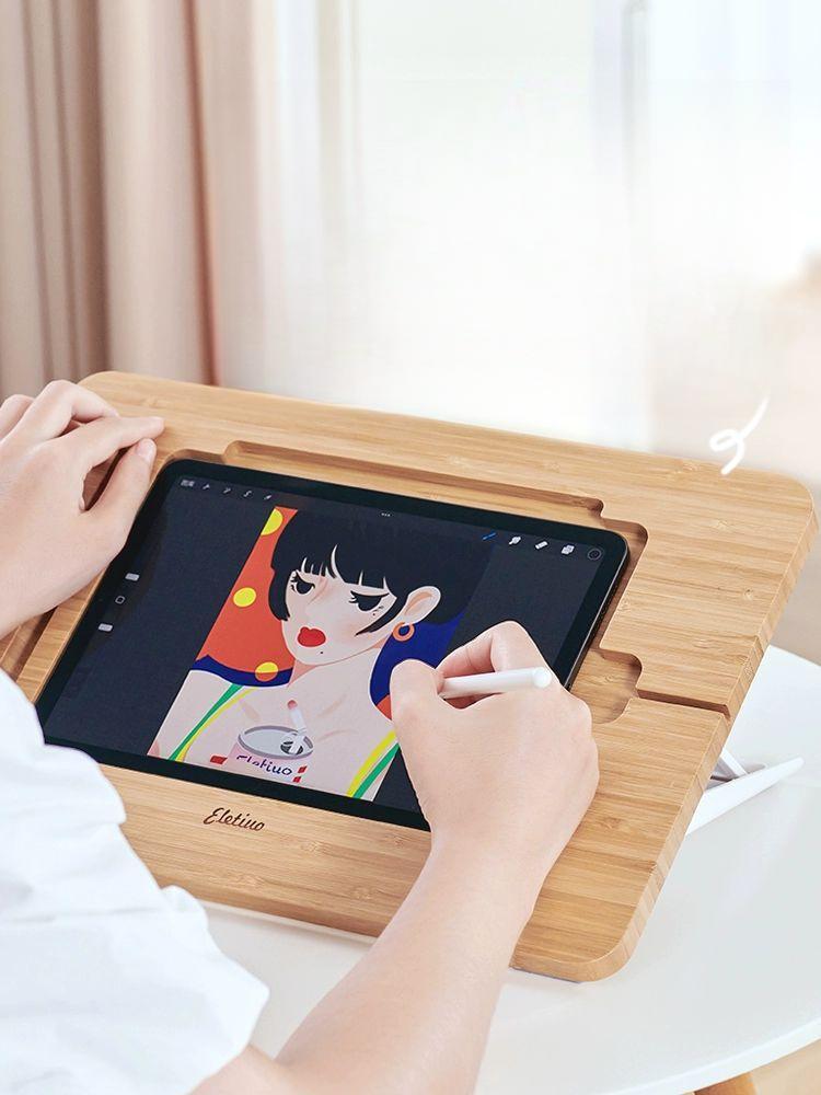 원목 아이패드거치대 우드 드로잉 작업대 스케치 보드 대나무 A - 상품 이미지