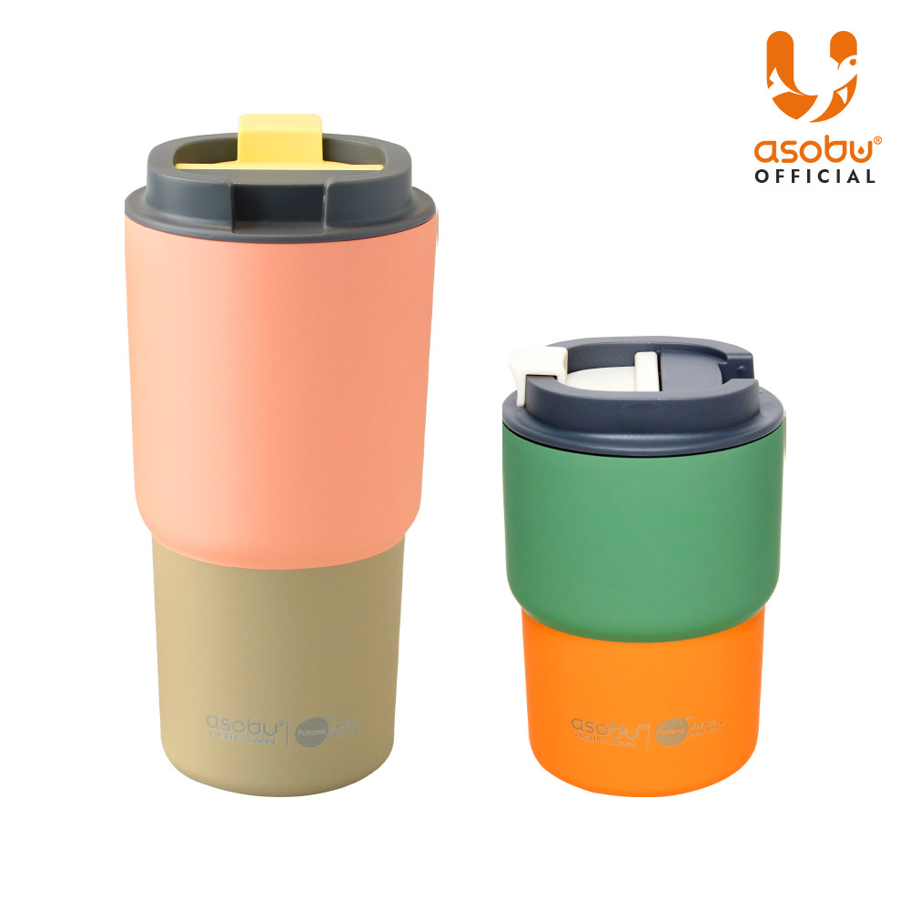 [1+1] 캐나다 아소부 세라믹코팅 스텐 보온보냉 퓨라믹 텀블러 커피익스프레스 360ml+픽미업 파스텔 650ml - 상세 이미지 2