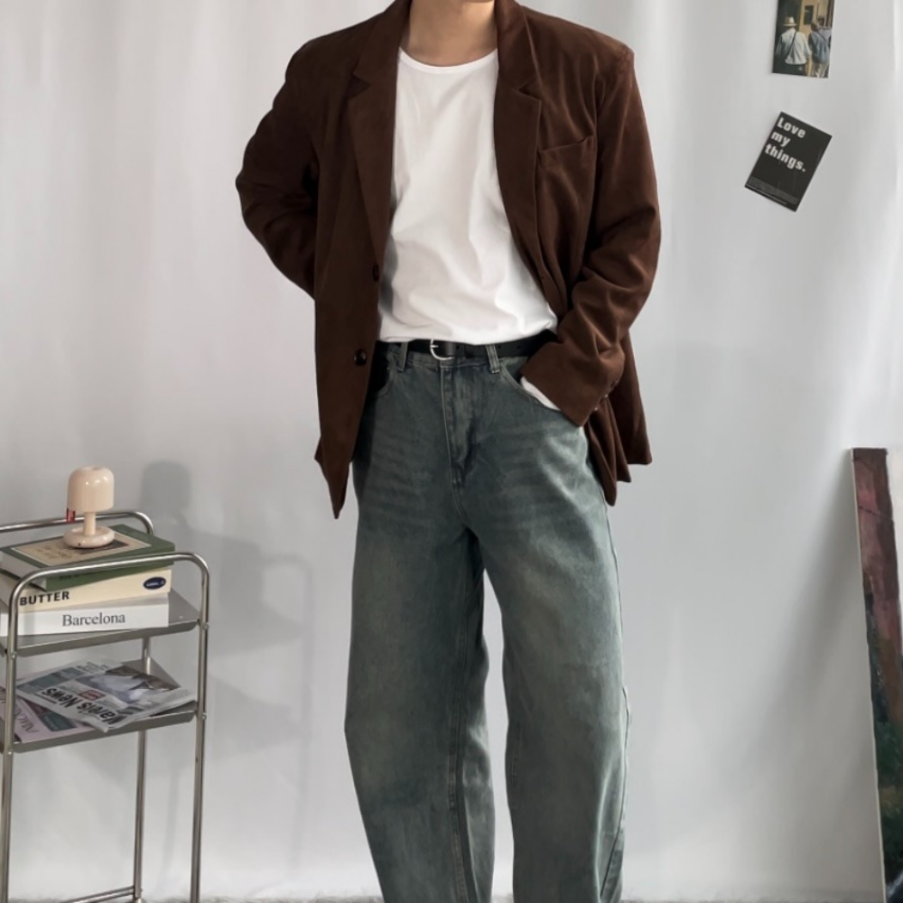 남성 스웨이드블레이저 크롭자켓 데일리룩 가을 남자자켓 이미지 8