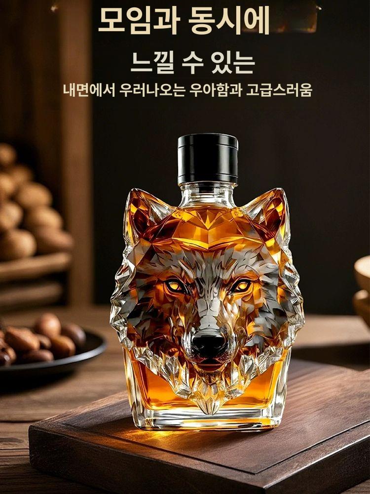 늑대 머리 담금주 동물 디자인 칵테일바고급 공병 약주 술병 칵테일바 거실 위스키 술장 300ml 늑대 머리 - 상세 이미지 4