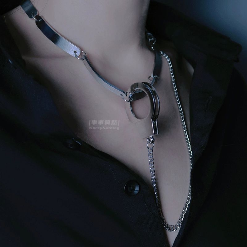 집게 목걸이 수갑디자인 집게클램프 악세사리 패션 데일리 넥글라스 대형 손목 5단 36cm 체인 - 상세 이미지 2
