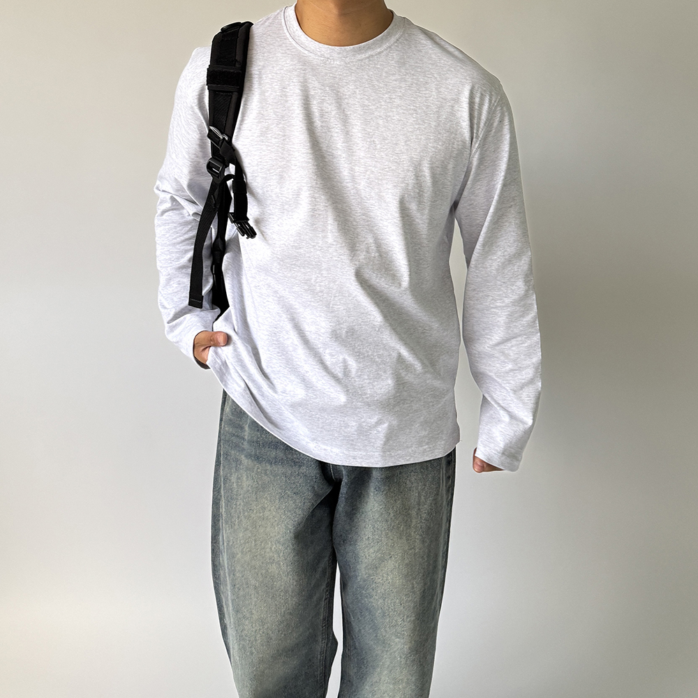 1+1 쭉티 남자레이어드티 무지긴팔티 - 상세 이미지 3