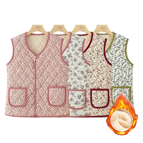 기모 겨울 보온 꽃무늬조끼 촌캉스 김장 엄마 할머니 누빔 경량 패딩 베스트 조끼