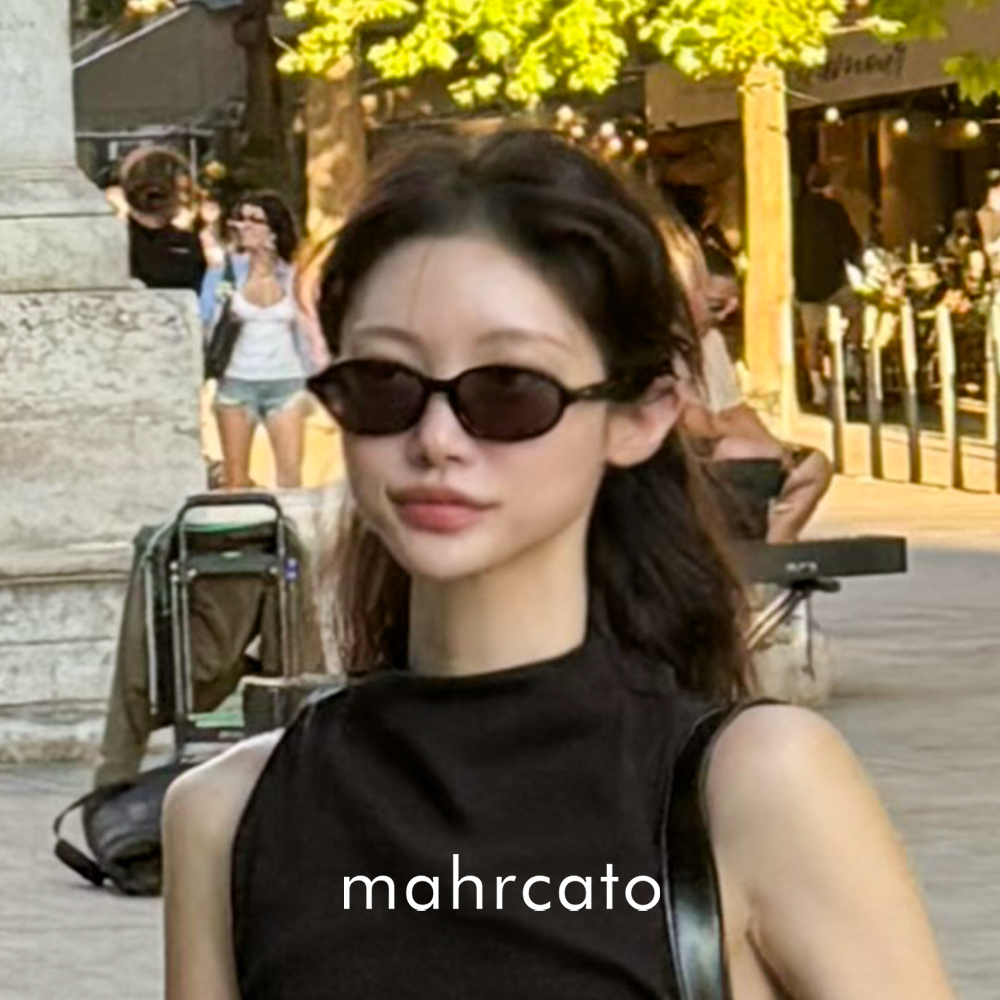 마르카토 선글라스 샬롯 charlotte c001 블랙 오벌 여자 긱시크 뿔테 - 상세 이미지 2