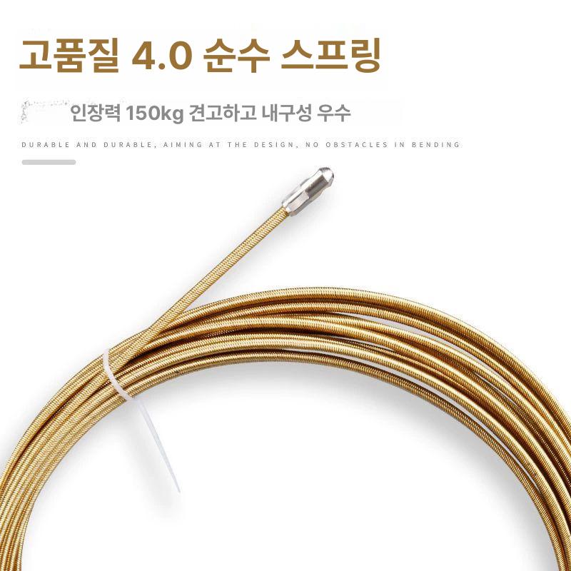 하수구막힘 스틸 청소 화장실 뚫기 배관 하수구 와이어 기술자 스테인리스 제거기 철사 4.0 스프링 평머리 딱딱 F - 상세 이미지 2