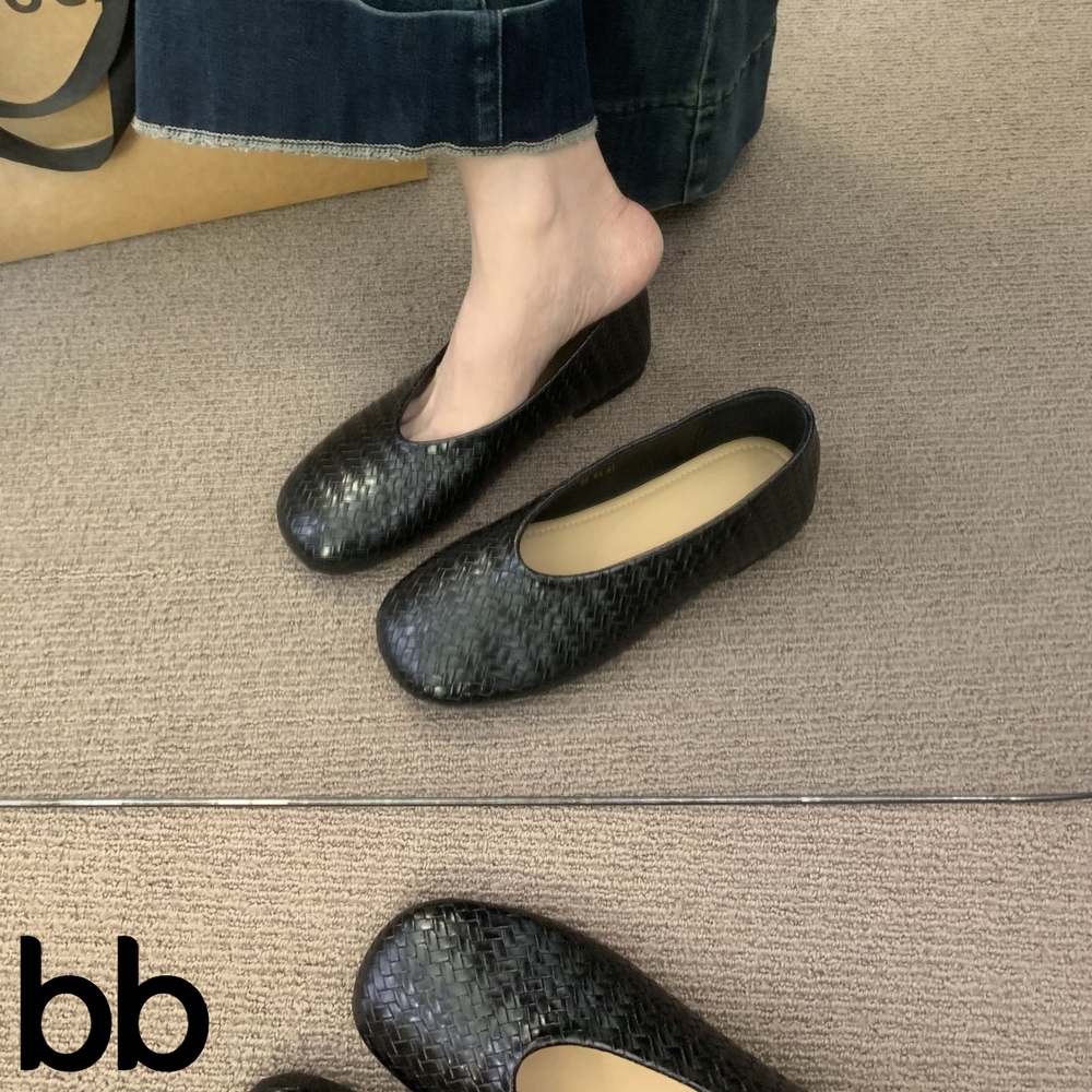 편한 플랫슈즈 여성 발 여름 구두 유니화 스퀘어 면접 임산부 발레리나 여자 레더 리본 가을 블랙 225 - 상품 이미지