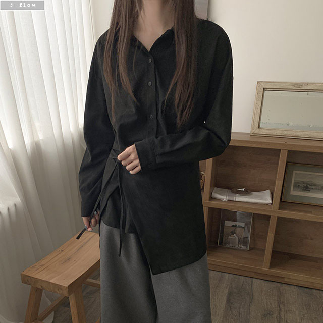 폰토 랩 탈부착 스웨이드 셔츠 2col 가을 고급소재 레이어드 스커트 제이플로우 이미지 7