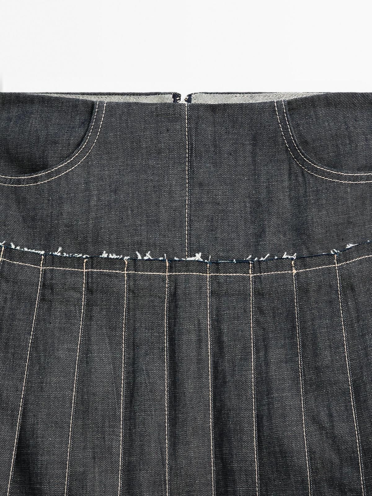 마시모두띠 하이라이즈 데님 롱 플리츠 스커트 5201/601 DARK BLUE - 상세 이미지 4