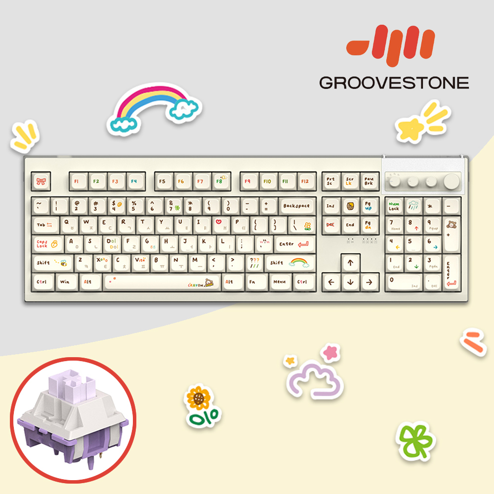 [오브제제공] 엠스톤 그루브스톤 GV10M 8K 무선키보드 따듯한크레용, 저소음 밀키축, 38g