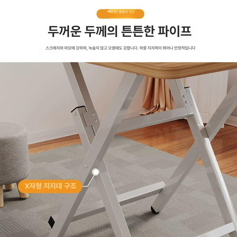 낮은 식탁 폴딩 접이식 휴대용 원룸 거실 가정용 밥상 신상품 플러그인 목재 80x80x72 - 상세 이미지 5
