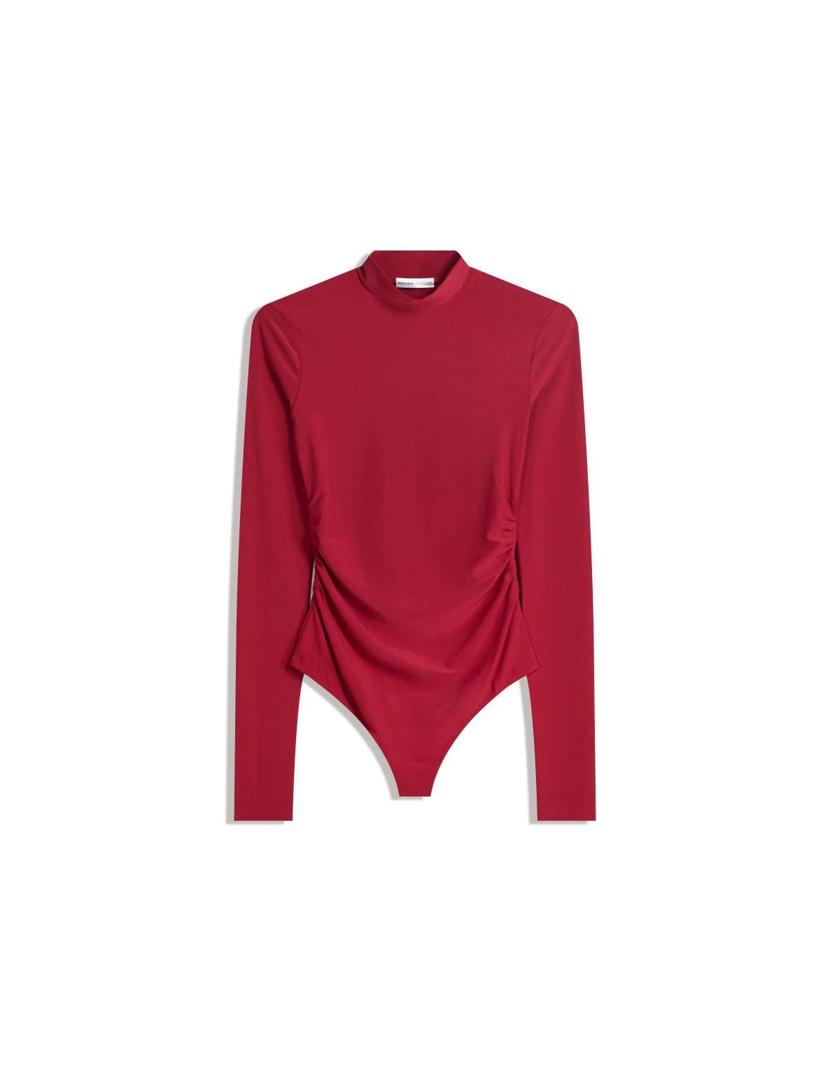 버쉬카 트렌디 레드 하이넥 슬림핏 긴팔 바디수트 8904/714 RED - 메인 이미지