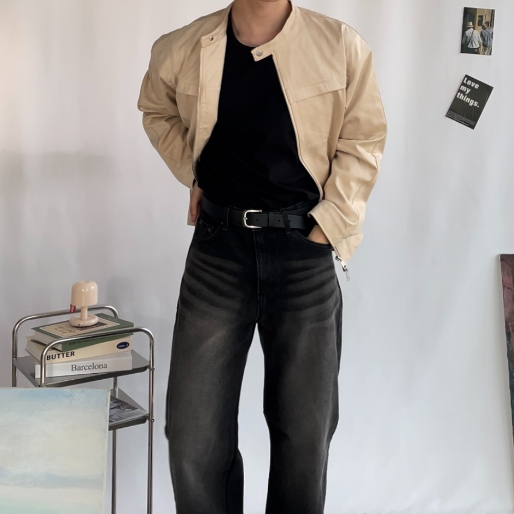 남자스웨이드자켓 가을 데일리 차이나넥 남성 라이더자켓 - 상세 이미지 4