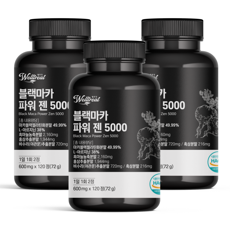웰트릿 블랙마카 엘아르기닌 흑삼 흑마늘 야관문 함유 3통 - 메인 이미지