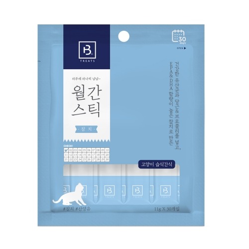 브리더랩 월간스틱 고양이 반려묘 짜먹는 대용량 간식 참치, 11g, 30개 - 상품 이미지