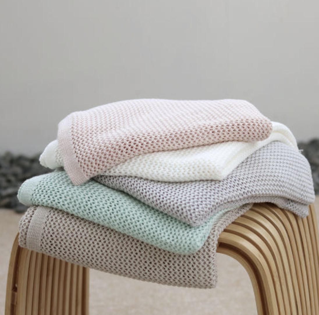 피넛버터젤리 모달 망사 니트 얇은 블랭킷 무릎 캠핑 유모차 소파 비치담요