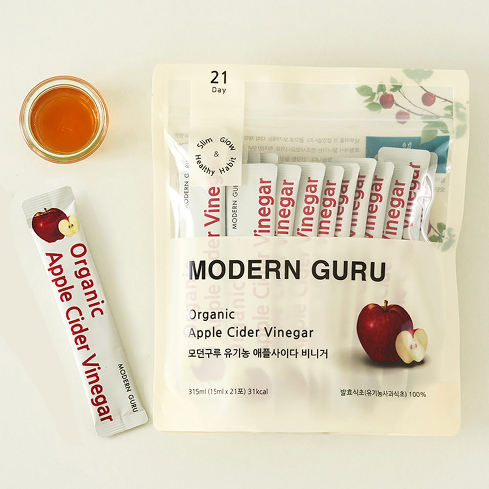 [무배] 모던구루 유기농 애사비 스틱 오리지널 유기산 발효식초 초모 애플사이다비니거 21포