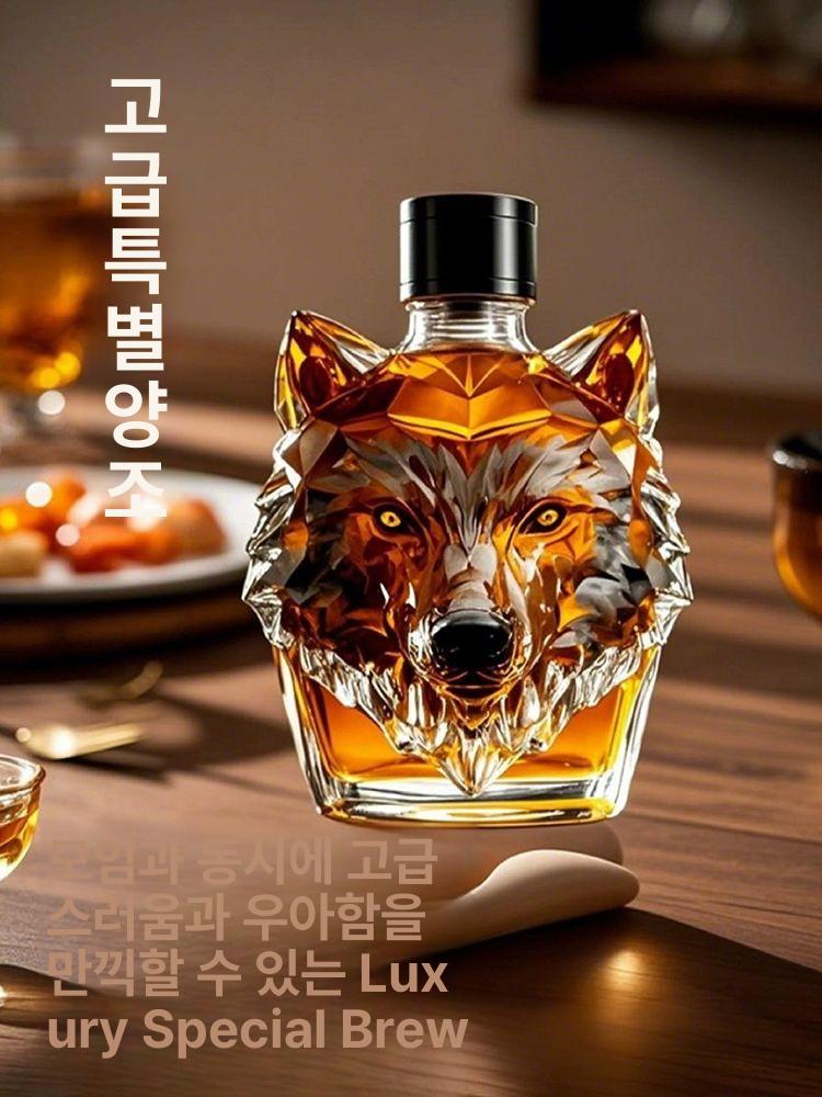 늑대 머리 담금주 동물 디자인 칵테일바고급 공병 약주 술병 칵테일바 거실 위스키 술장 300ml 늑대 머리 - 상세 이미지 2