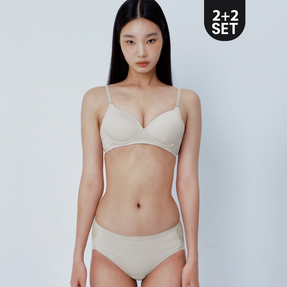 [브라2+팬티2] 에센셜 클래식 와이어/노와이어 브라 속옷세트 - 상품 이미지