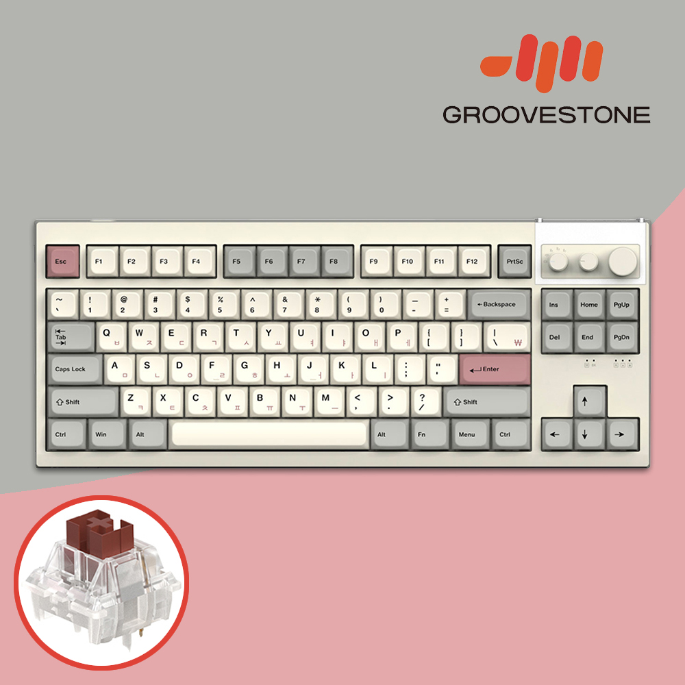 [오브제제공] 엠스톤 그루브스톤 GV8M 8K 무선키보드 라이트P, 저소음 갈축, 38g