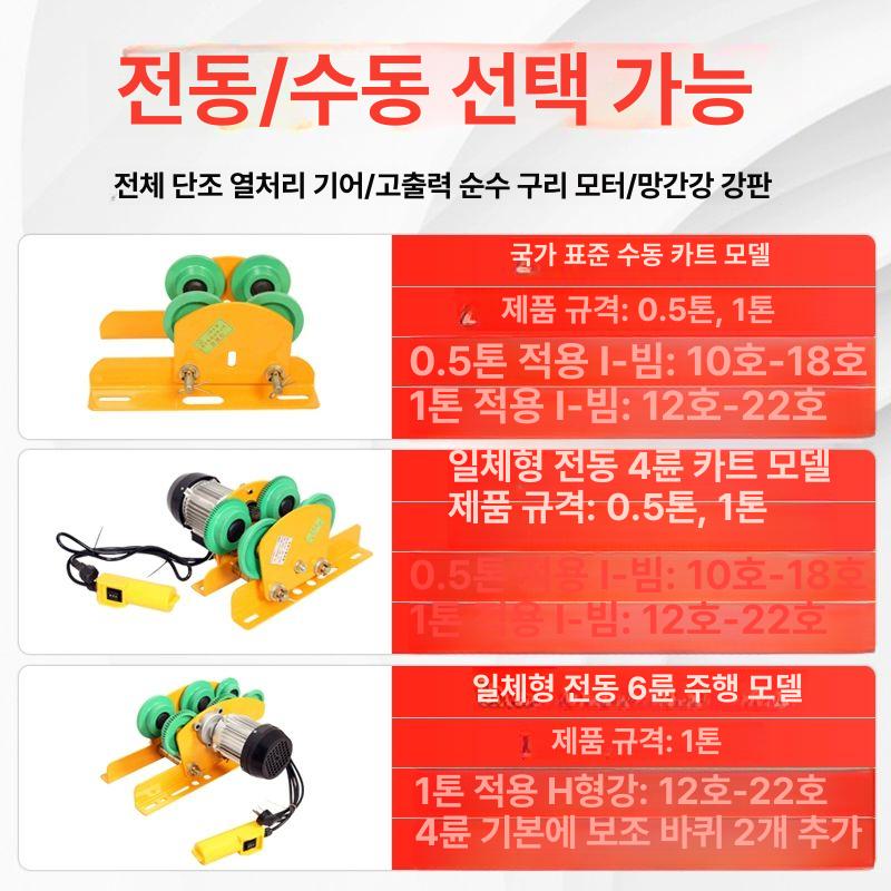 소형 호이스트 전기 클래식 미니 운반기 이동식 국표 220V 전동 0.5t 4륜 - 상세 이미지 3