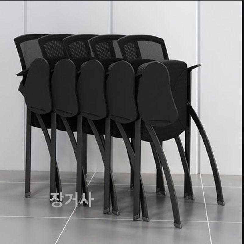강의실 일체형의자 학원 수강 접이식 회의실 일체형 전체 검은색 단의자 - 상세 이미지 4
