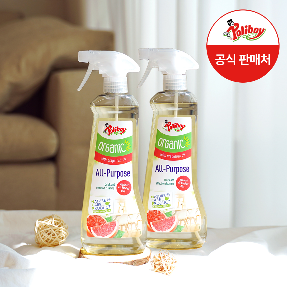 폴리보이 오가닉 자몽 다목적 클리너 500ml 2개 주방 가구 찌든 기름때 항균 세정제 - 메인 이미지