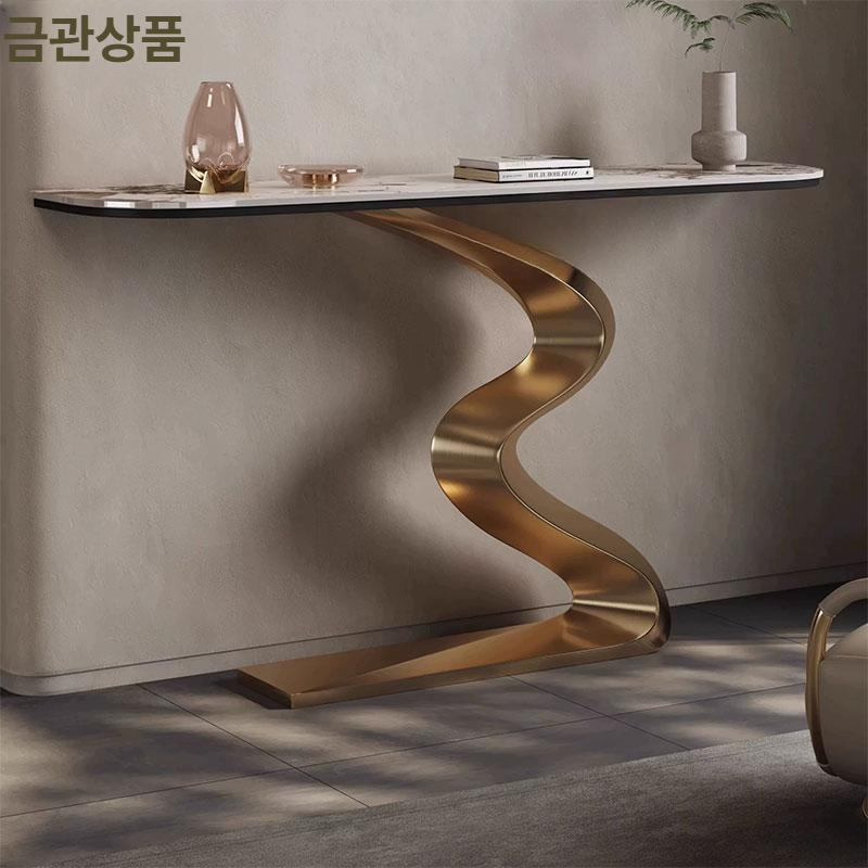 대리석 콘솔 테이블 복도 협탁 인테리어 고급 장식장 스타일 A 1000x350x850 조립 필요 - 상품 이미지