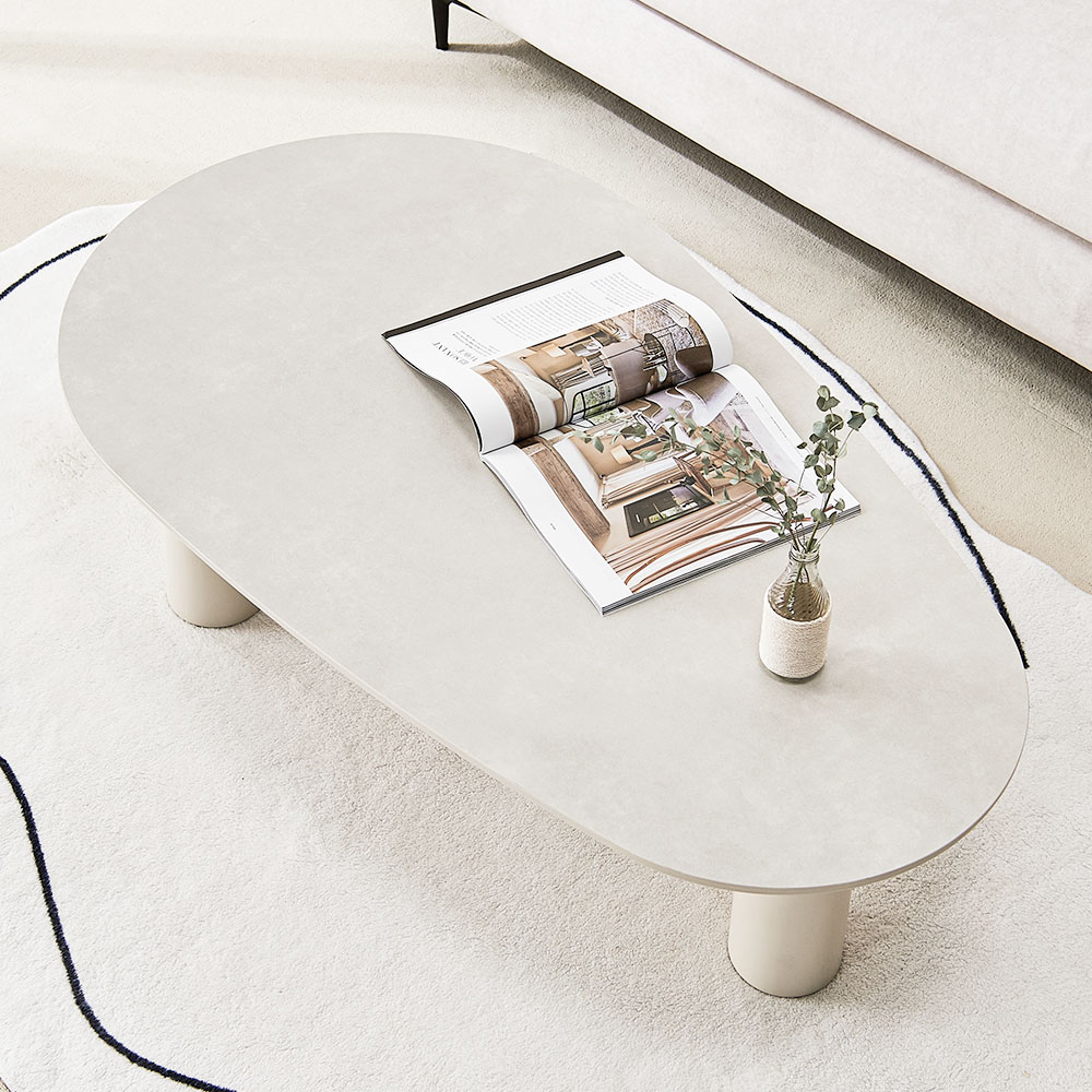 하리 세라믹 좌식 테이블 거실 밥상 소파 식탁 커피 좌탁 타원형 1200