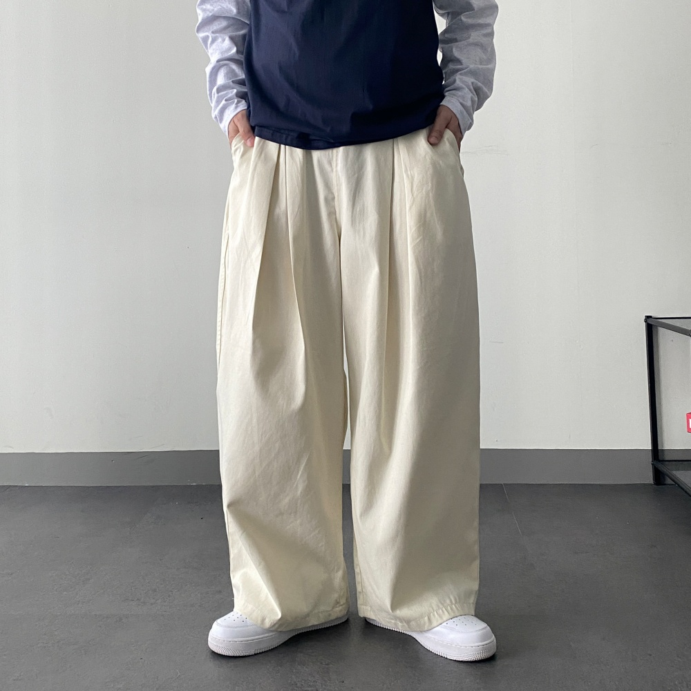 커브드 벌룬 남자면바지 와이드 코튼 포턱 통큰 치노 항아리바지 이미지 6