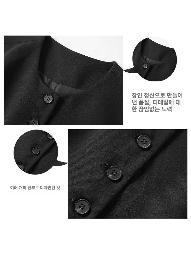 슬림핏 봄여름 조끼 아우터 롱기장 사교 여성정장 자겟 레이어드 하객룩 하객 여성조끼 블랙 S - 상세 이미지 4