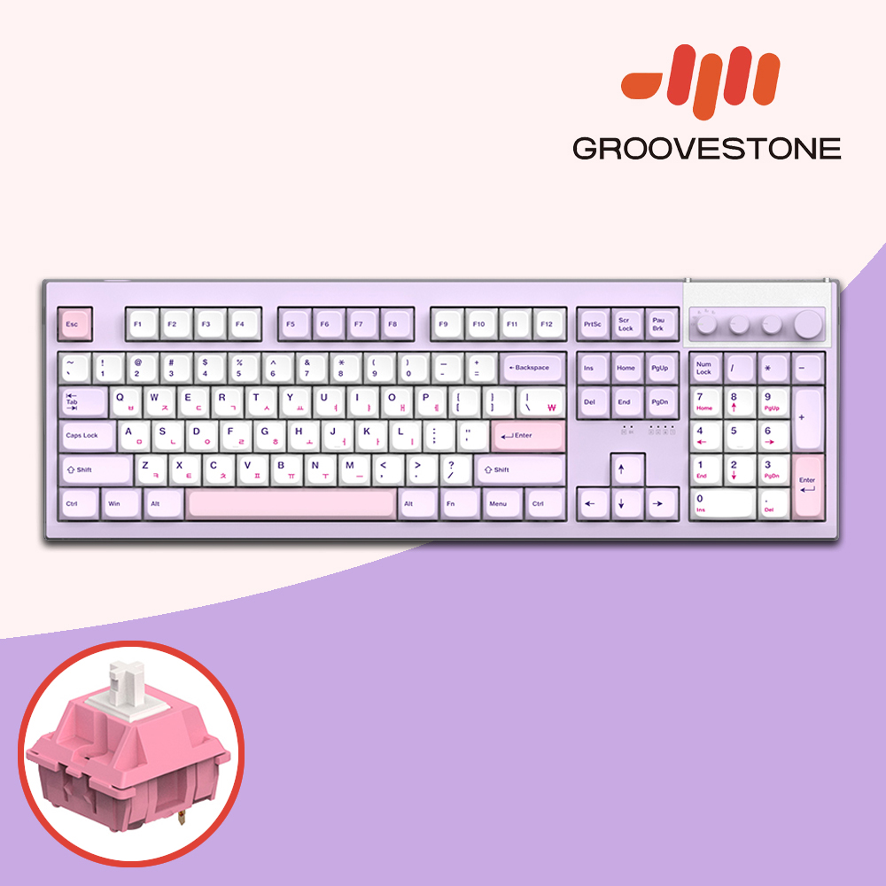 [오브제제공] 엠스톤 그루브스톤 GV10M 8K 무선키보드 퍼플러, 코랄V2축, 45g