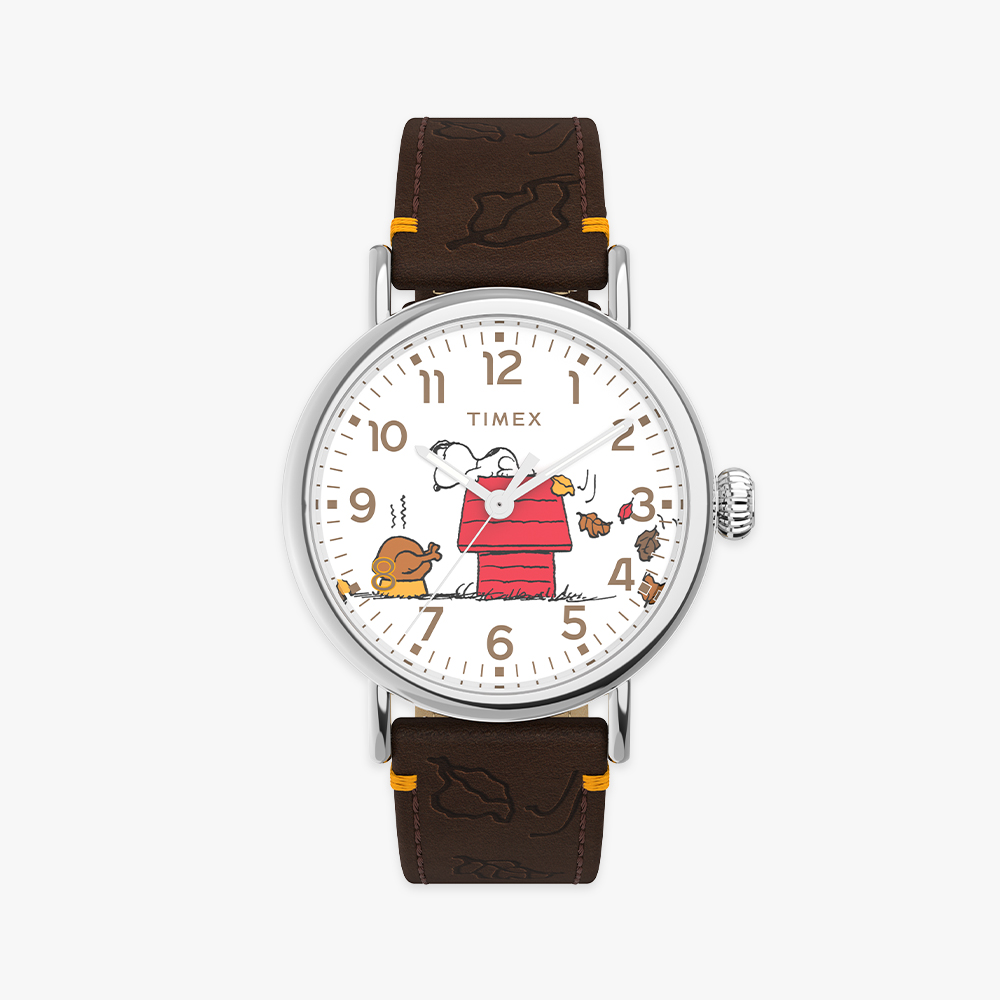 타이맥스 스탠다드 피너츠 스누피 가을용 브라운 가죽시계 40mm TW2W44300 - 상품 이미지