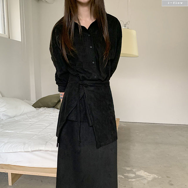 폰토 랩 탈부착 스웨이드 셔츠 2col 가을 고급소재 레이어드 스커트 제이플로우 이미지 8