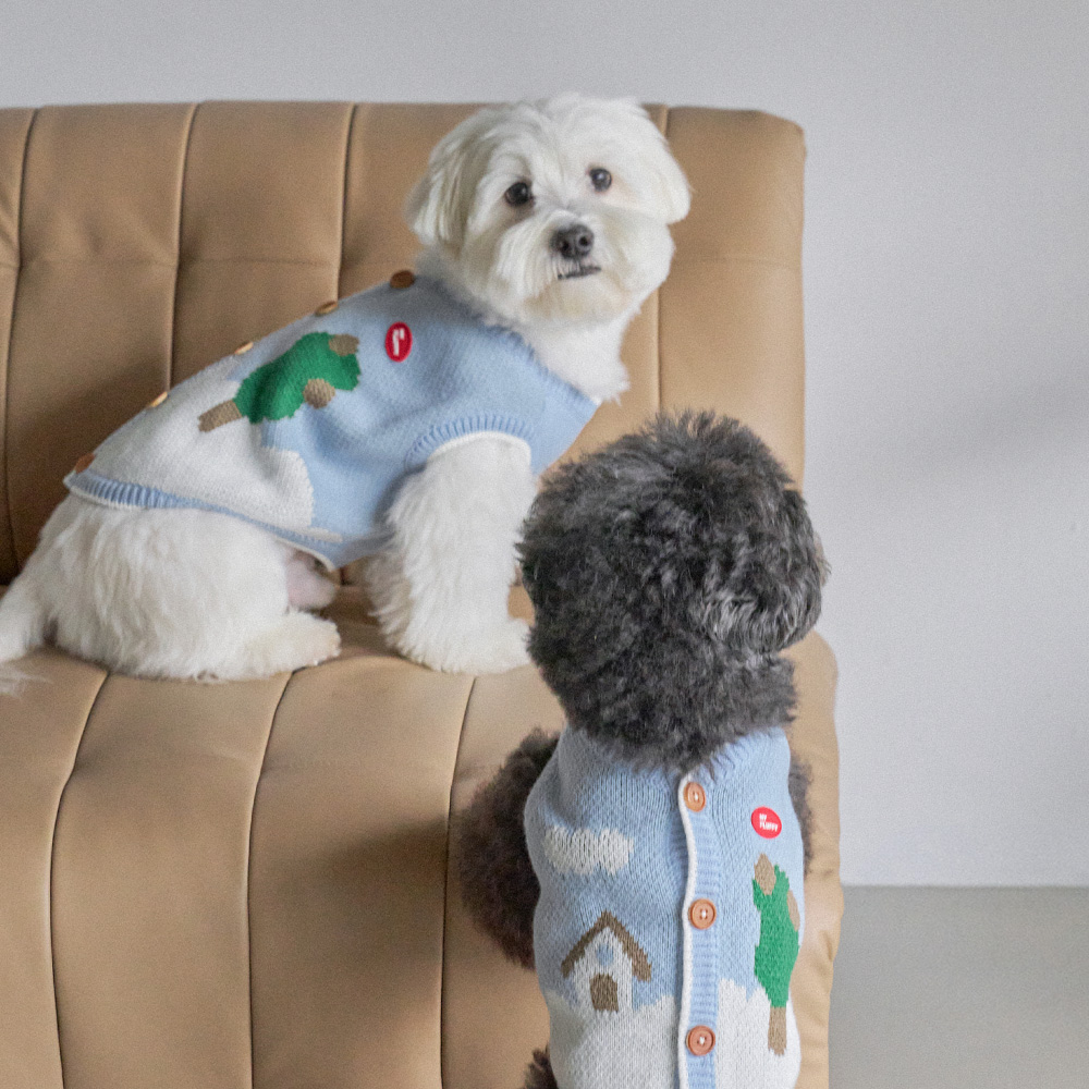 마이플러피 강아지옷 고양이 조끼 한땀한땀 뒷단추 니트 이미지 7