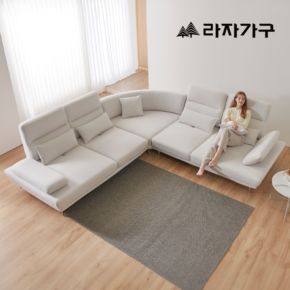 라자가구 로넌 스윙 패브릭 소파 7인용 코너형 푹신한 코모도 고급 거실 소파