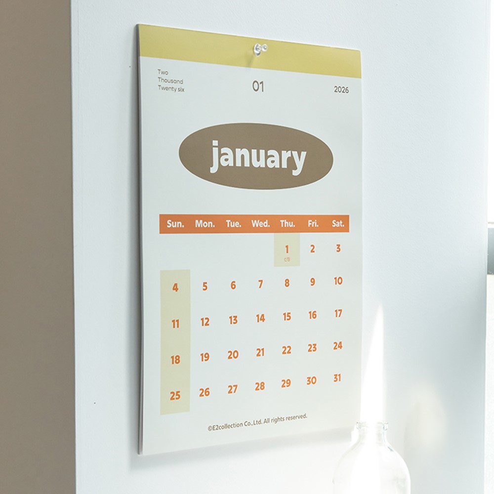 A3 달력 2026 년 월 캘린더 26년 벽달력 뉴트로 심플 상세 이미지 2